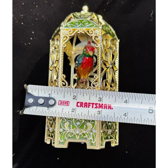 Vintage Chestnut Lane Enamel and Rhinestone Encrusted Bird Cage Exotic Bird -A18 - Picture 4 of 12